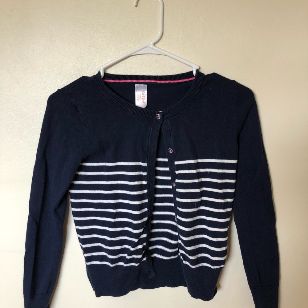 White and Blue, cat and jack, cardigan.